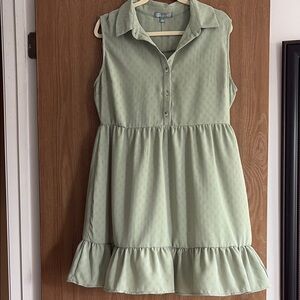 Good Luck Gem Green Sleeveless Polo Collar Sundress